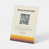 Retro 60s  kleuren Honeymoon code QR Reclamebord Met Voetstuk (Voorkant)