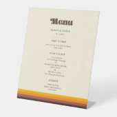 Retro 60s kleuren trouwmenu reclamebord met voetstuk (Voorkant)