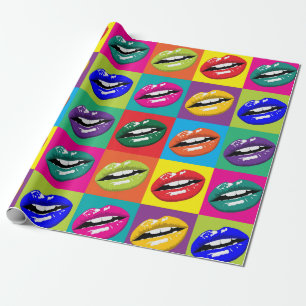 Retro 60s Lips Pop Culture Art Deco Gift Cadeaupapier