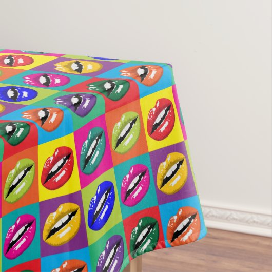 Retro 60s Lips Pop Culture Art Deco Tafelkleed (Voorbeeld)
