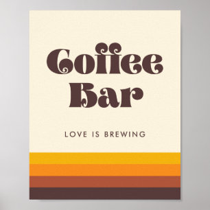 Retro 60s  Mid Century Coffee Bar Sign Poster