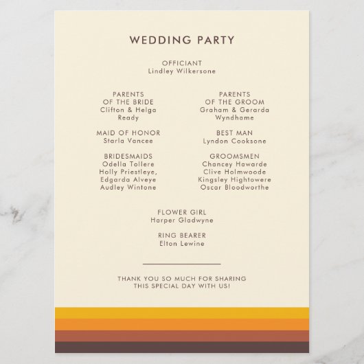 Retro 60s  Mid Century Wedding Programma (Achterkant)