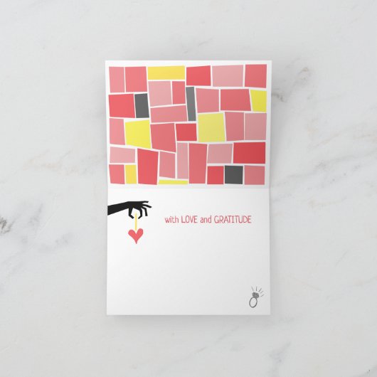 Retro 60s Midden-Eeuw Moderne Bruiloft Bedankkaart (Binnen)