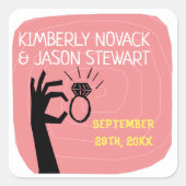 Retro 60s Midden-Eeuw Moderne Huwelijksnamen Datum Vierkante Sticker (Voorkant)