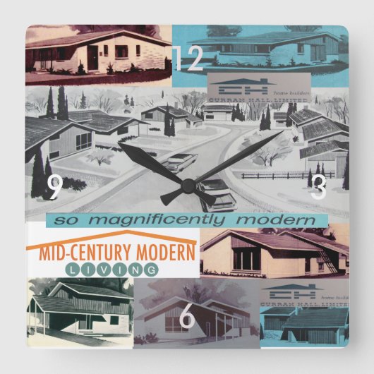 Retro 60s Moderne mozaïek Vierkante Klok (Voorkant)