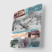 Retro 60s Moderne mozaïek Vierkante Klok (Hoek)