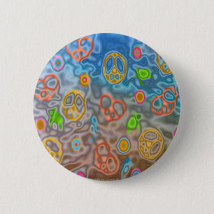 Retro 60s Peaceful Ocean Life Apparel Gifts Ronde Button 5,7 Cm