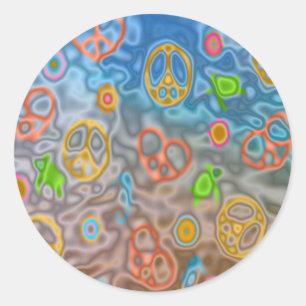 Retro 60s Peaceful Ocean Life Apparel Gifts Ronde Sticker