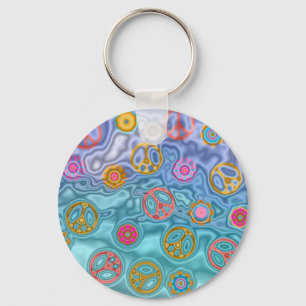 Retro 60s Peaceful Ocean Waves Apparel Gifts Sleutelhanger