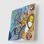 Retro 60s Psychedelic bij de balkklok Vierkante Klok (Hoek)