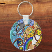 Retro 60s Psychedelic bij de Beach Gifts Apparel Sleutelhanger (Voorkant)