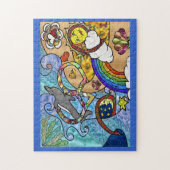 Retro 60s Psychedelic bij de strand Legpuzzel (Verticaal)