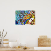 Retro 60s Psychedelic bij het Poster van de Beach  (Keuken)