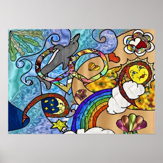 Retro 60s Psychedelic bij het Poster van de Beach  (Voorkant)