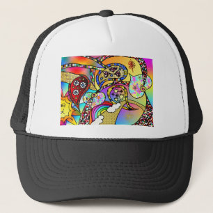 Retro 60s Psychedelic Hearts Paisley Gifts Apparel Trucker Pet