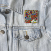 Retro 60s Psychedelic Magic Mushroom Button (In situ)