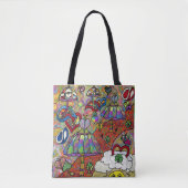 Retro 60s Psychedelic Magic Mushroom Canvas tas (Voorkant)