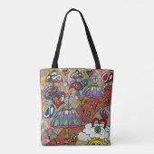 Retro 60s Psychedelic Magic Mushroom Canvas tas (Achterkant)