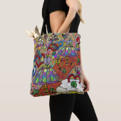 Retro 60s Psychedelic Magic Mushroom Canvas tas (Dichtbij)