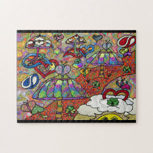 Retro 60s Psychedelic Magic Mushroom Puzzle Legpuzzel