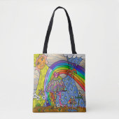 Retro 60s Psychedelic Magic Mushrooms Canvas tas (Voorkant)