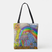 Retro 60s Psychedelic Magic Mushrooms Canvas tas (Achterkant)