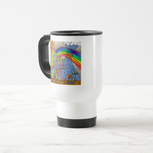 Retro 60s Psychedelic Magic Mushrooms Travel Mug Reisbeker (Voorkant links)