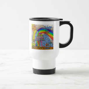 Retro 60s Psychedelic Magic Mushrooms Travel Mug Reisbeker