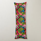 Retro 60s Psychedelic Pattern Lichaamskussen (Achterkant (Verticaal))