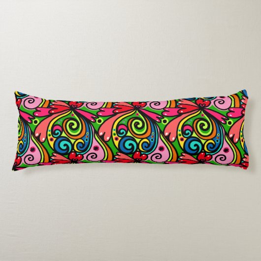 Retro 60s Psychedelic Pattern Lichaamskussen (Voorkant)