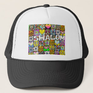 Retro 60s Psychedelic Shalom LOVE Apparel Gifts Trucker Pet