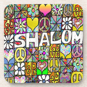 Retro 60s Psychedelic Shalom LOVE Bier Onderzetter