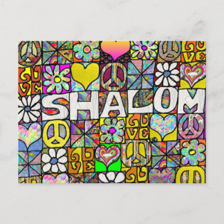 Retro 60s Psychedelic Shalom LOVE Briefkaart