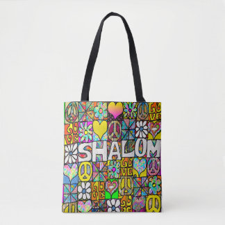 Retro 60s Psychedelic Shalom LOVE Draagtas