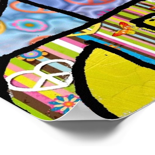 Retro 60s Psychedelic Shalom LOVE Imprimer Poster (Coin)