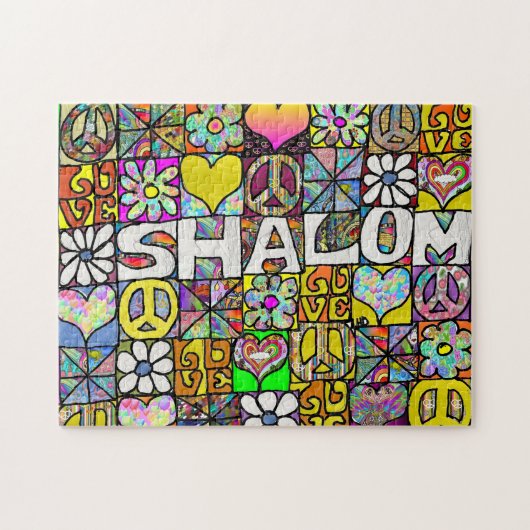Retro 60s Psychedelic Shalom LOVE Legpuzzel (Horizontaal)