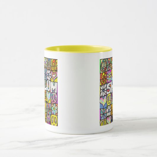 Retro 60s Psychedelic Shalom LOVE Mok (Midden)