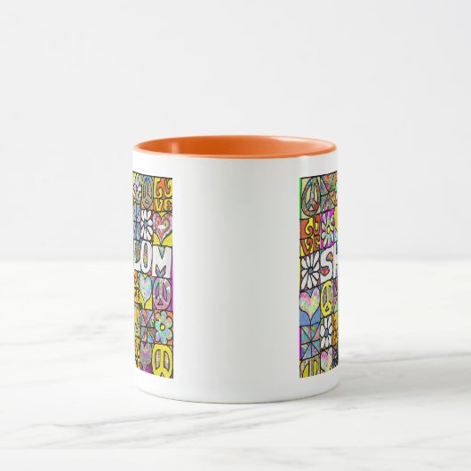 Retro 60s Psychedelic Shalom LOVE Mok (Midden)