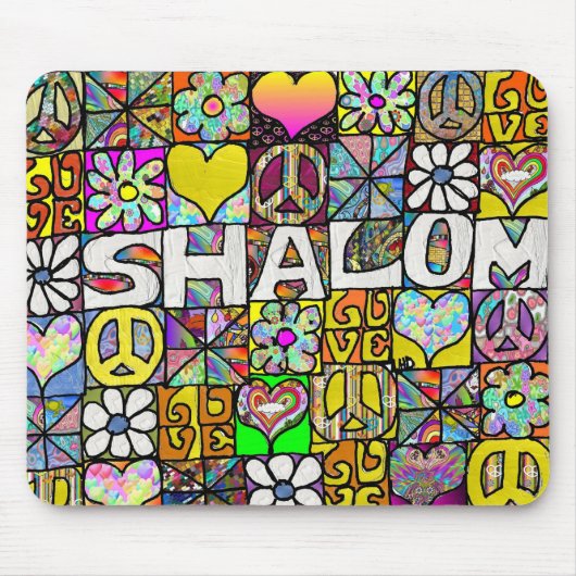 Retro 60s Psychedelic Shalom LOVE Muismat (Voorkant)