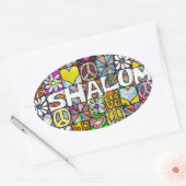 Retro 60s Psychedelic Shalom LOVE Ovale Sticker (Envelop)