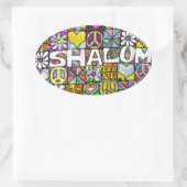 Retro 60s Psychedelic Shalom LOVE Ovale Sticker (Tas)