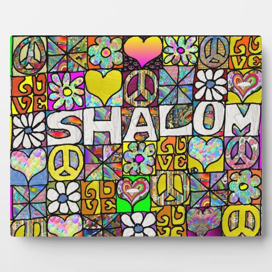 Retro 60s Psychedelic Shalom LOVE Plaque Fotoplaat (Voorkant)