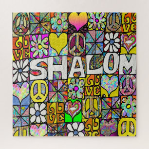 Retro 60s Psychedelic Shalom LOVE Square Legpuzzel