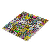 Retro 60s Psychedelic Shalom LOVE Tegeltje (Zijkant)