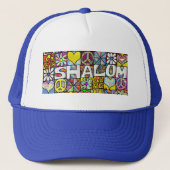 Retro 60s Psychedelic Shalom LOVE Trucker Hat Trucker Pet (Voorkant)