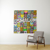 Retro 60s Psychedelic Shalom LOVE Wandkleed (In situ)