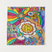 Retro 60s Psychedelic Sunshine Eagle Wandkleed (Voorkant (horizontaal))