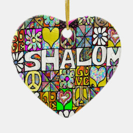 Retro 60s Psychedelische Shalom LIEFDE Keramisch Ornament