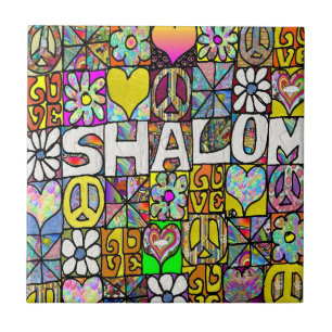 Retro 60s Psychedelische Shalom LIEFDE Keramische  Tegeltje