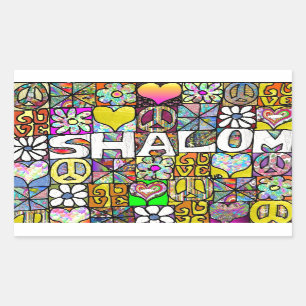 Retro 60s Psychedelische Shalom LIEFDE Rechthoekige Sticker
